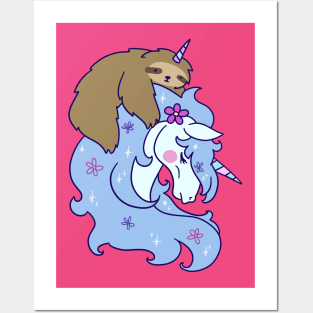 Unicorn and Unicorn Sloth Posters and Art